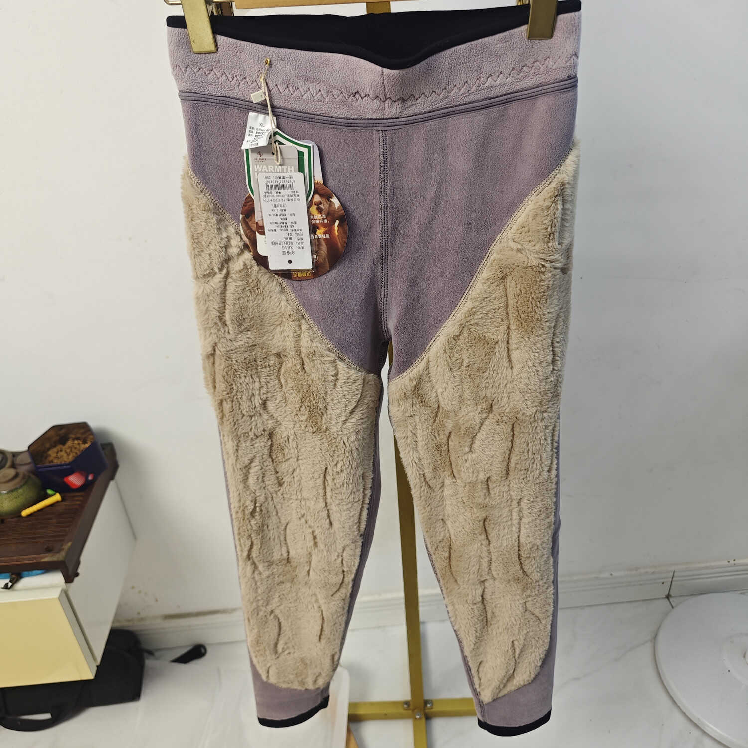 艾伦雪3616女加厚加长护膝护腰护腿聚暖高弹高腰黑色保暖裤单条