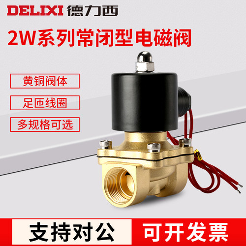 德力西电磁阀水阀气阀常闭电磁开关阀2W控制阀220V水管放水阀6分