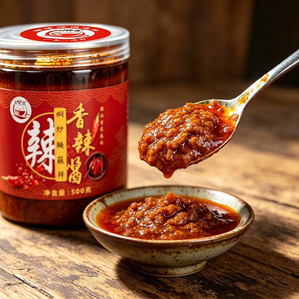 500g潮汕香辣酱正宗红油特辣牛肉丸蘸酱蒜蓉拌面腌制火锅蘸料下饭