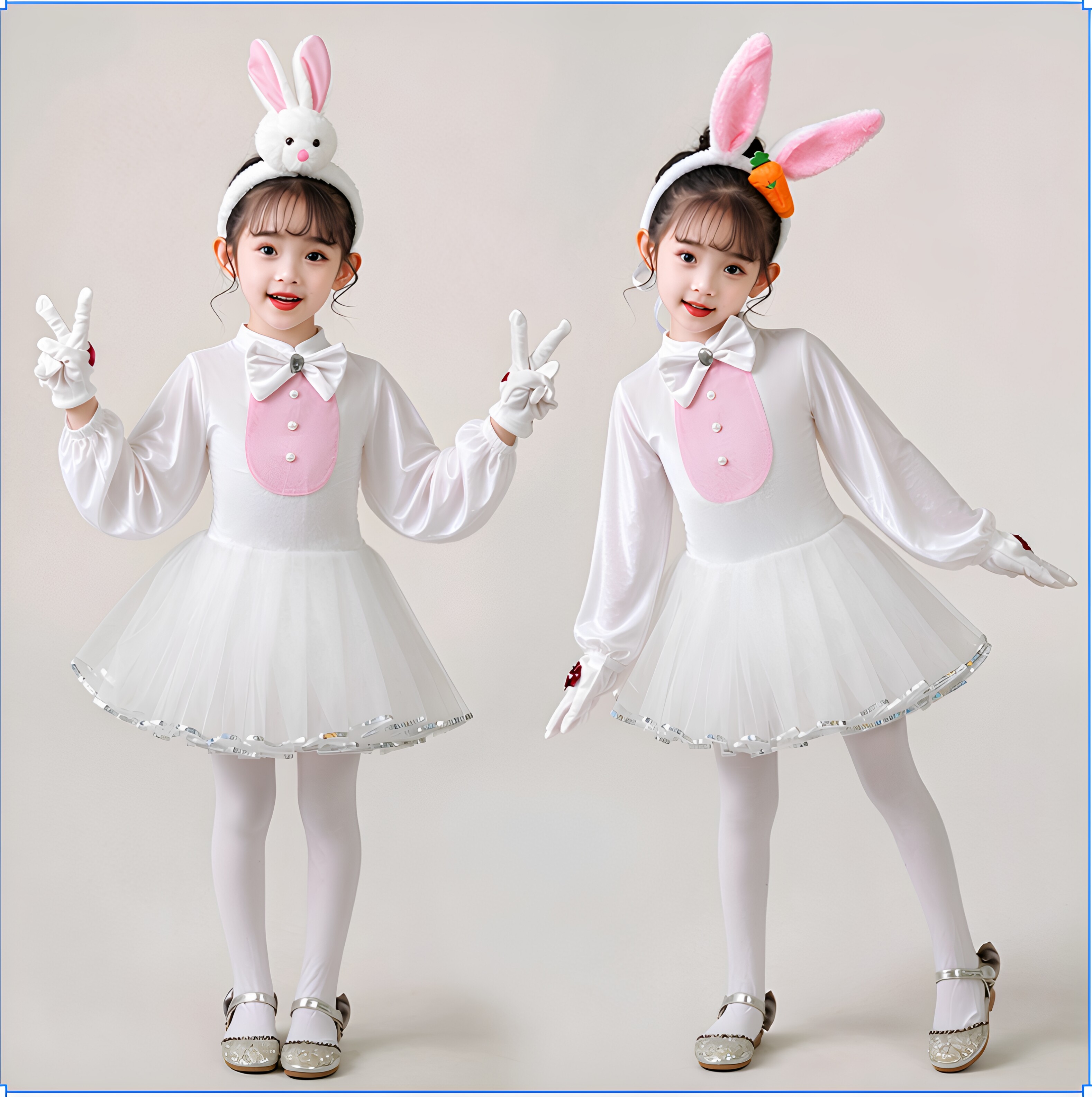 儿童小兔子表演服少儿卡通动物服兔子演出服小白兔舞蹈幼儿园服装