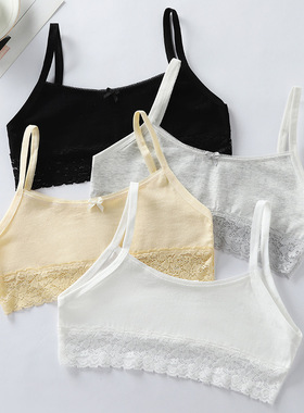 日本进口MUJIΕ女童内衣小背心发育期6-12-14岁蕾丝大童文胸少女