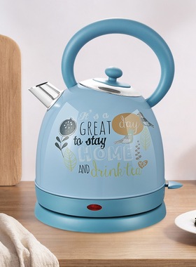 食品级304不锈钢家用复古电热水壶彩绘煮水壶电茶烧水壶自动断电
