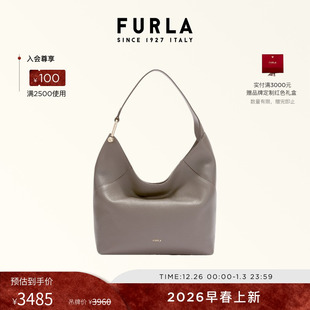 FURLA芙拉LARA牛皮中号女士HOBO包流浪包单肩包 早春新品