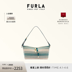 FURLA芙拉DEBBY时尚 拼色女士迷你帆布单肩包腋下包 春夏新品