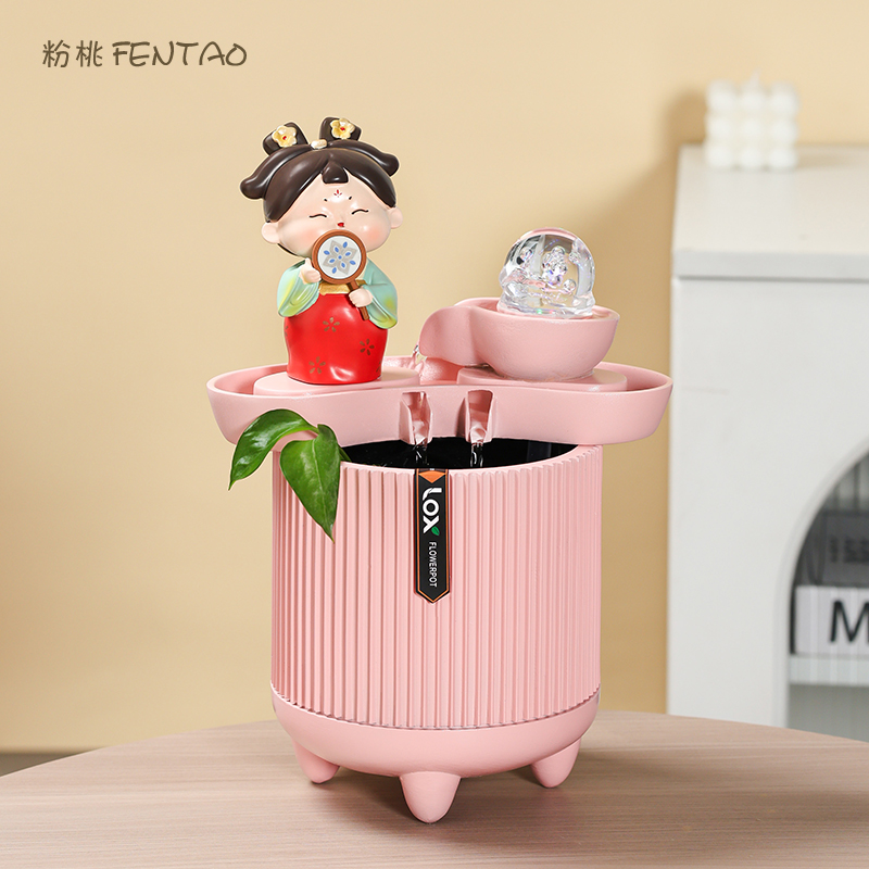 唐仕女中式倒流香喷泉摆件加湿器