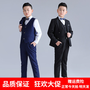 儿童套装韩版新款中大童加肥加大纯色小西服男童花童演讲主持礼服
