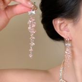 「韩女氛围」甜美温柔气质精致个性 蝴蝶结流苏轻奢耳环无耳洞女