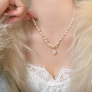 「天使泪痕」珍珠项链女气质时尚 高级感翅膀吊坠小众设计感毛衣链