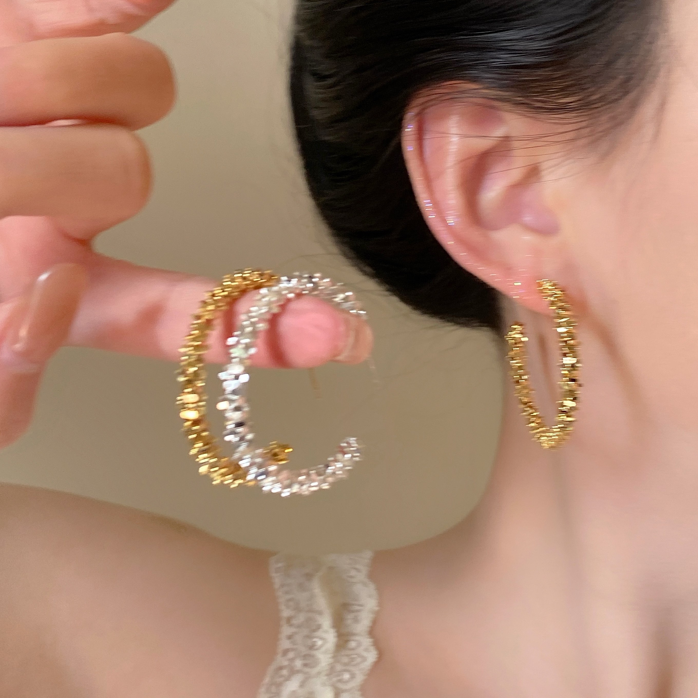 「方圆脸天菜」超闪碎银耳圈女轻奢百搭耳钉冷淡风耳饰无耳洞耳夹,饰品/流行首饰/时尚饰品新,耳环,淘宝优惠券,粉丝福利购,淘宝优惠卷