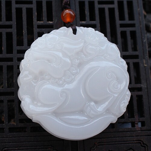 特价天然汉白玉挂件子母貔貅挂坠