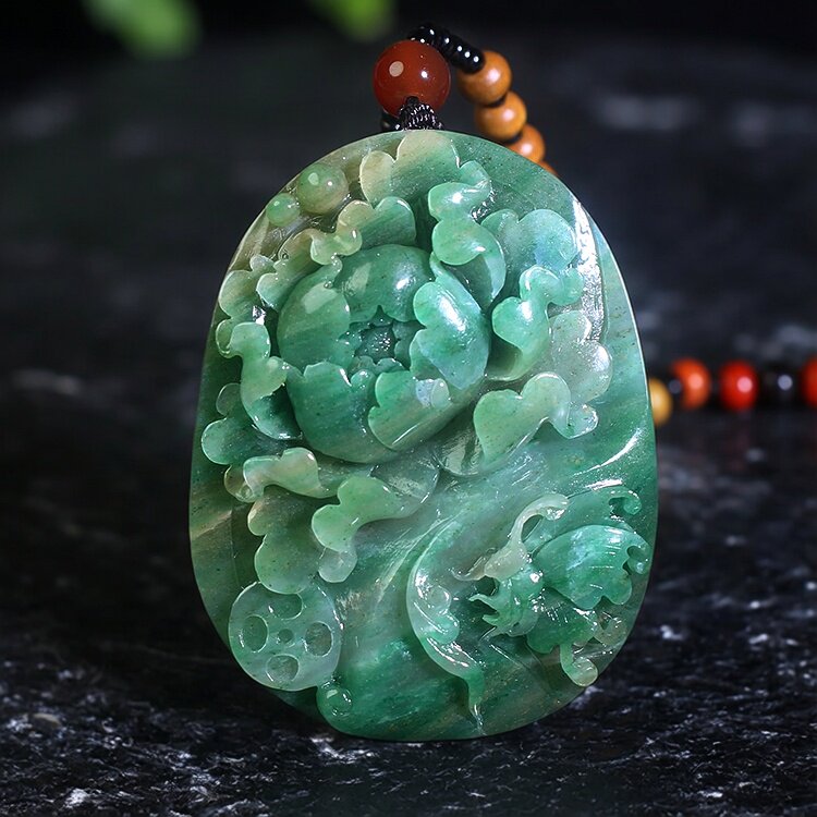 天然独山玉挂件花鸟如意