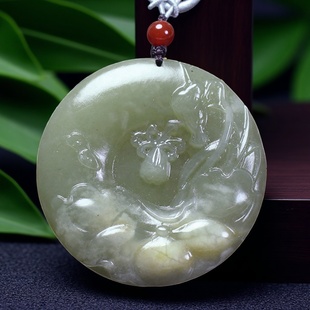 天然和田玉挂件荷花翠鸟吊坠玉项坠男女玉吊坠玉牌挂件天然玉石