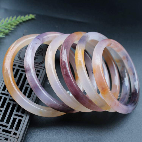 天然新疆金丝玉圆条手镯玉石