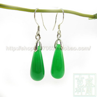 马来玉耳坠925银耳钩耳饰耳钉百搭 特价 玉水滴耳环 经典 女 款
