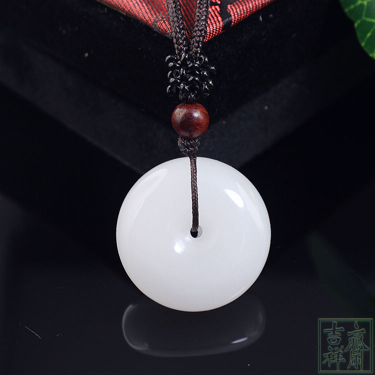 天然新疆白玉平安扣挂件玉挂坠