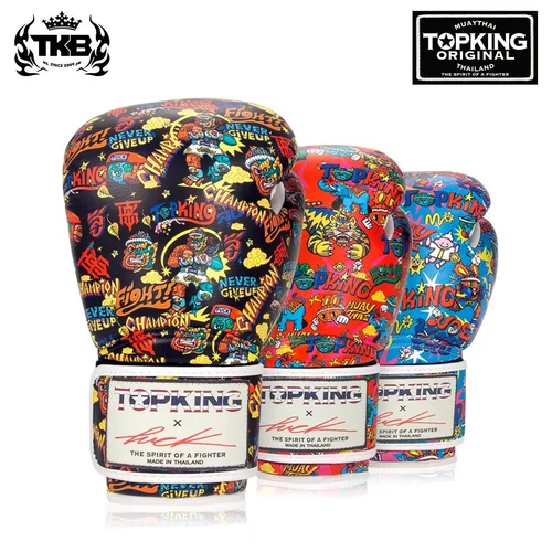 泰国TKB全新TOPKING拳击手套12oz印花散打泰拳格斗拳套马来西亚版