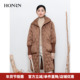 冬季 HONRN 红人宽松立领系带白鹅绒羽绒服外套女中长款 HI55YR458