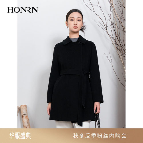 HONRN/红人山羊绒羊毛呢大衣外套
