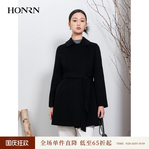 HONRN/红人山羊绒羊毛呢大衣外套