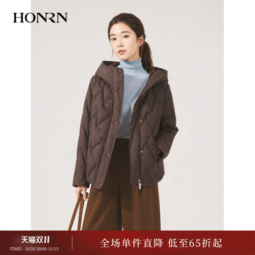 红人短款连帽保暖通勤女羽绒服