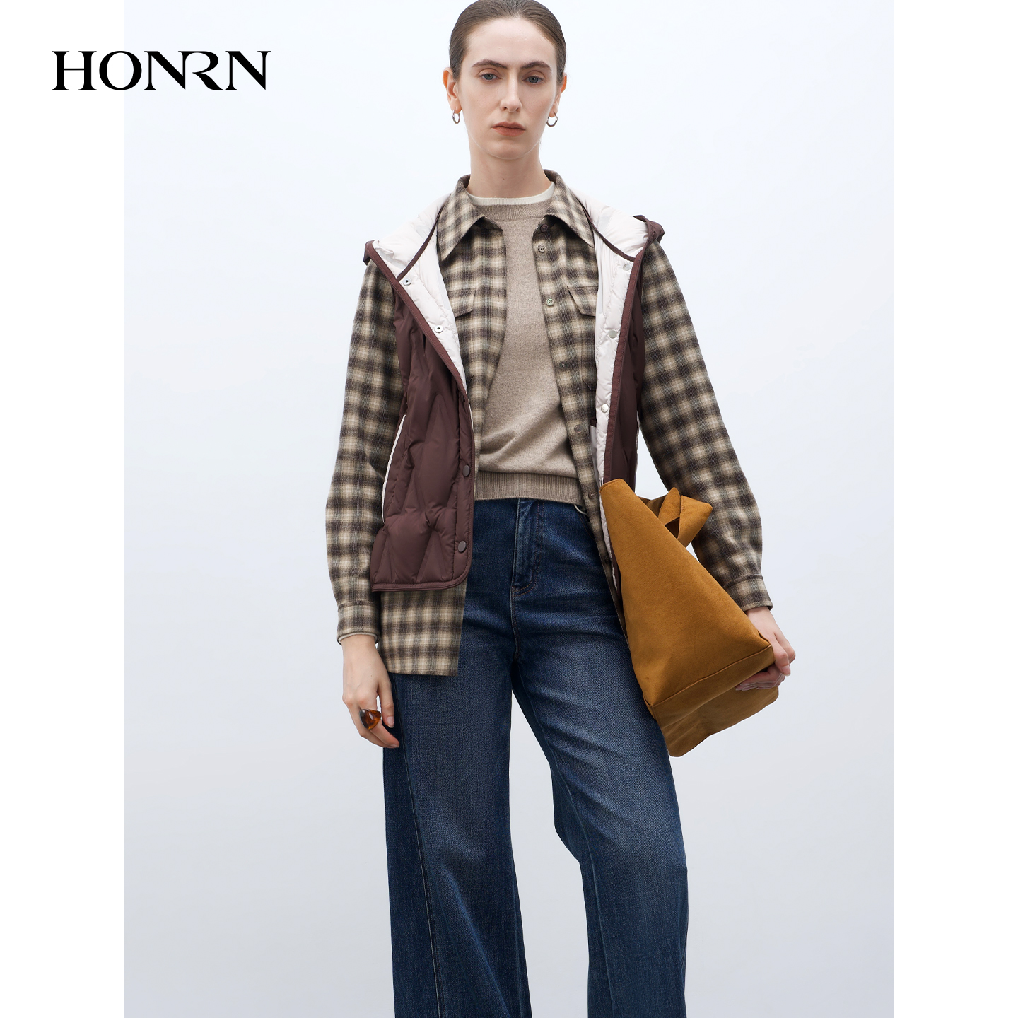 红人连帽羽绒服女短款白鸭绒马甲