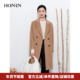 HONRN 红人驼色双排扣双面羊毛呢子大衣外套女秋冬款 HI55OD028