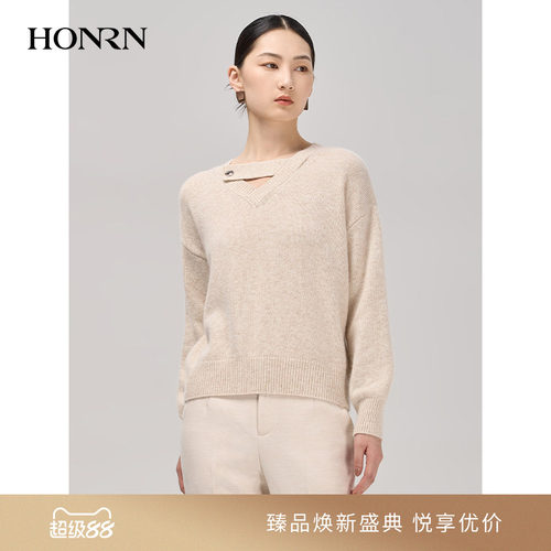 HONRN/红人套头V领针织衫上衣