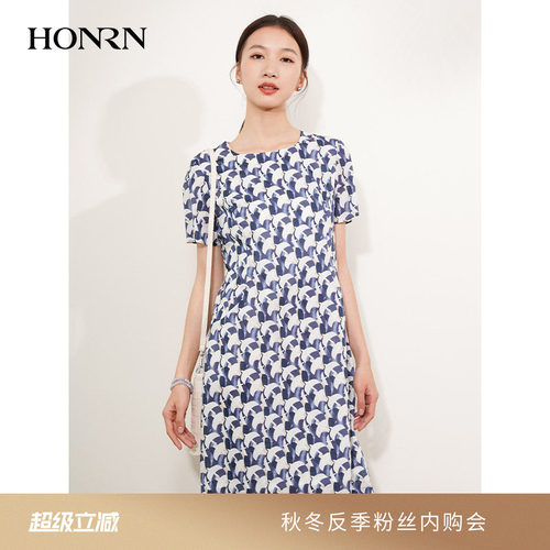 HONRN/红人短袖纯棉印花连衣裙
