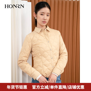 HONRN/红人轻薄短款收腰白鹅绒羽绒服外套女款秋冬季HI55YR429