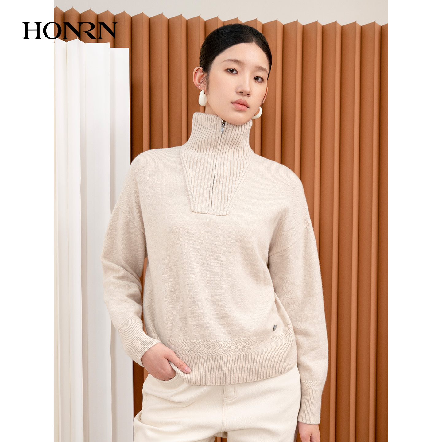 HONRN/红人山羊绒羊毛针织衫上衣