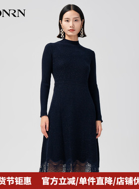 HONRN/红人洋气减龄修身显瘦长袖羊毛针织连衣裙女秋冬HG55OM639