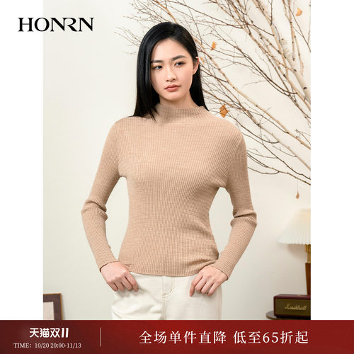 HONRN/红人半高领羊毛针织打底衫