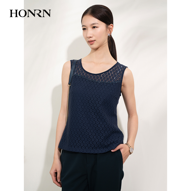 HONRN/红人蕾丝镂空无袖背心上衣