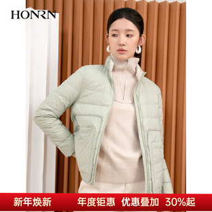 冬季 立领白鹅绒羽绒服外套女款 HI55YR407 红人休闲轻薄短款 HONRN