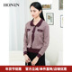 小香风羊毛衣针织衫 HONRN 红人酒红色修身 上衣女秋冬HH55OM622