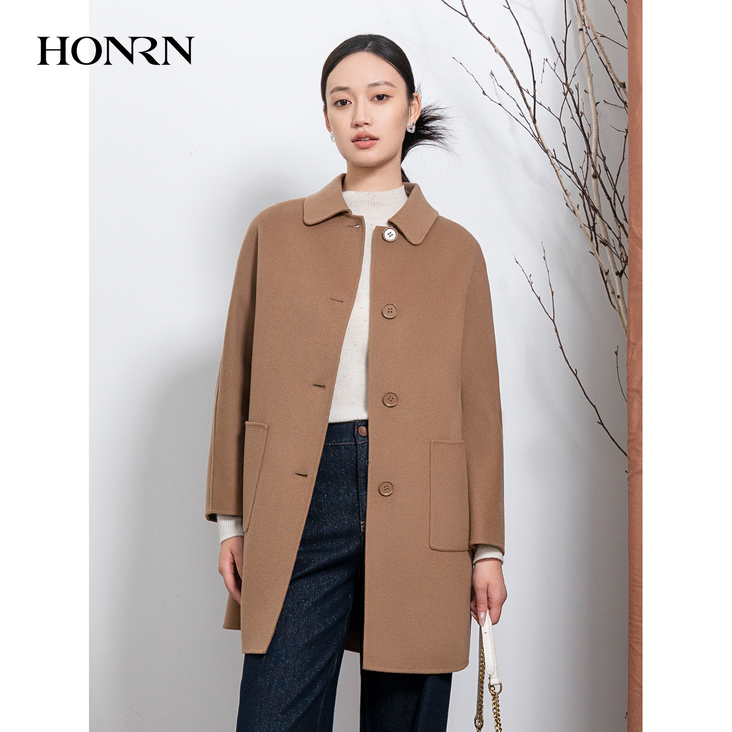 HONRN/红人双面羊毛呢子大衣外套