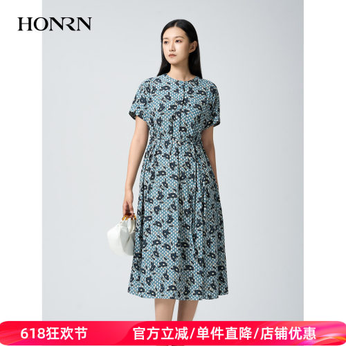 红人夏季碎花橡筋腰显瘦连衣裙