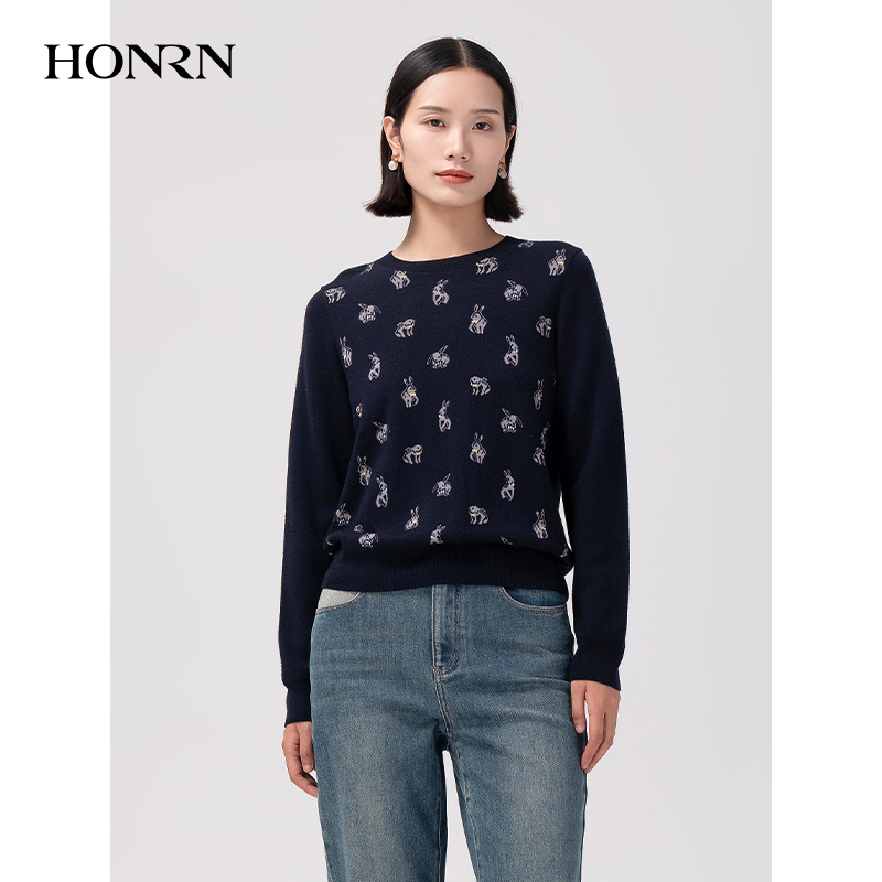 HONRN/红人圆领套头针织衫上衣