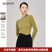 半高领羊毛衣针织衫 HONRN 上衣女HI39OM003 修身 长袖 红人秋季 新款