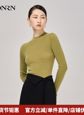 HONRN/红人秋季新款修身长袖半高领羊毛衣针织衫上衣女HI39OM003