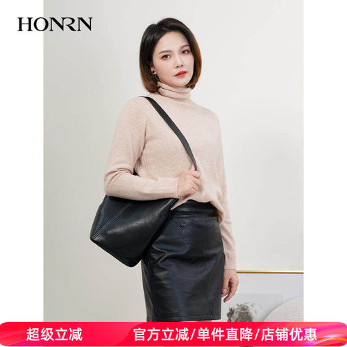 HONRN/红人绵羊毛高领针织衫上衣