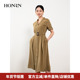 HONRN 红人桑蚕丝真丝气质收腰遮肚子显瘦a字连衣裙女夏HH22OL673