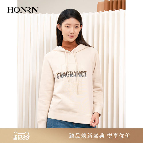 HONRN/红人宽松连帽套头卫衣上衣