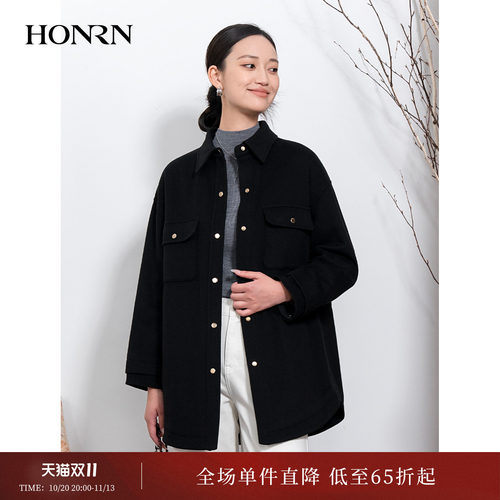 HONRN/红人山羊绒羊毛呢大衣外套