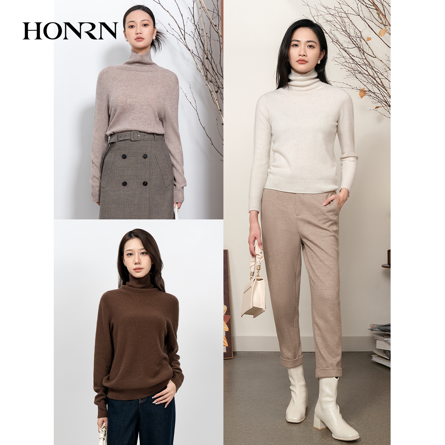 HONRN/红人高领羊毛衣打底针织衫