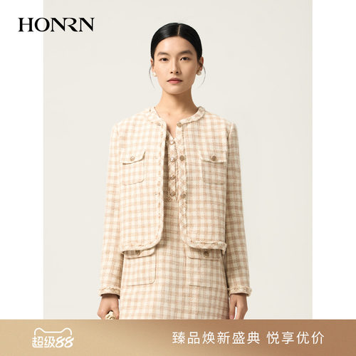 HONRN/红人粗花呢小香风短款外套