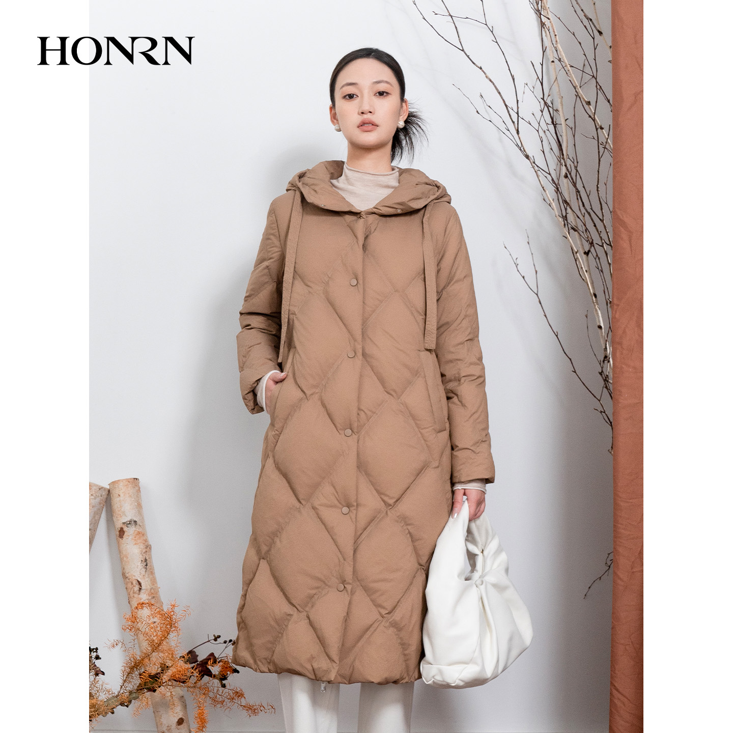HONRN/红人连帽白鹅绒羽绒服外套