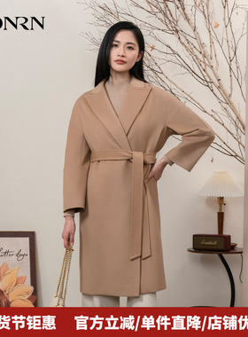 HONRN/红人系带收腰显瘦山羊绒羊毛呢子大衣外套女秋冬HI55OD847