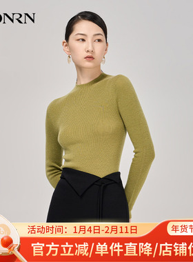 HONRN/红人秋季新款修身长袖半高领羊毛衣针织衫上衣女HI39OM003
