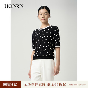 夏季优雅新宠：红人波点针织衫，薄款圆领短袖套头，轻盈透气显气质